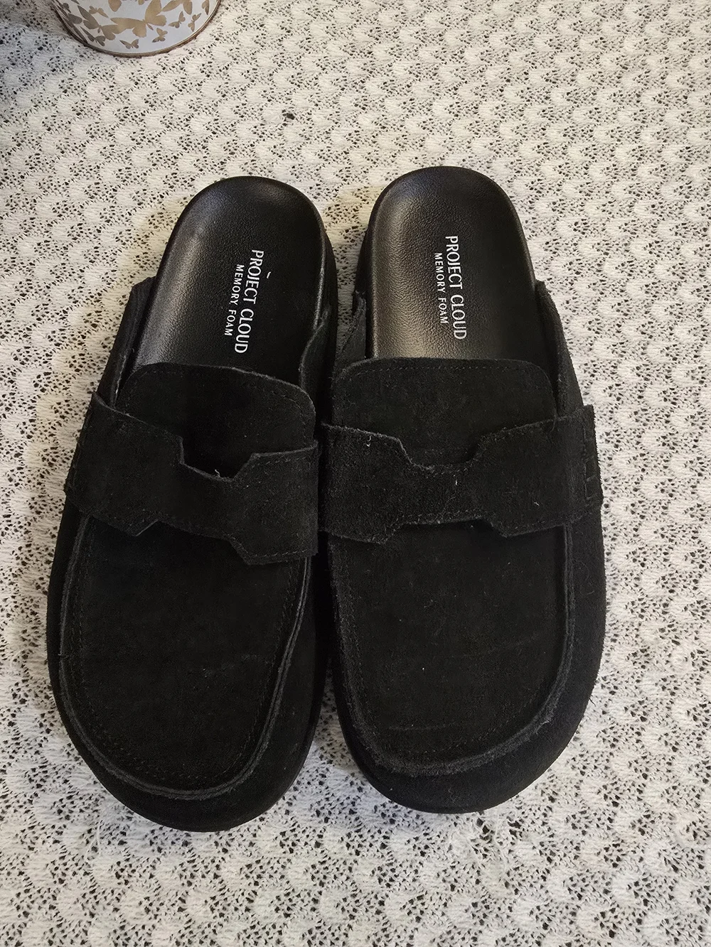 Project Cloud Black Suede Slip-On Loafer Mule - Picture 1 of 4